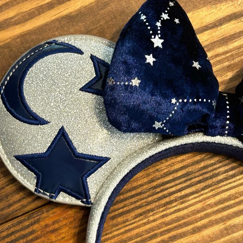 DISNEY WORLD Minnie Ears Silver/Navy Stars And Moon - Picture 4 of 5